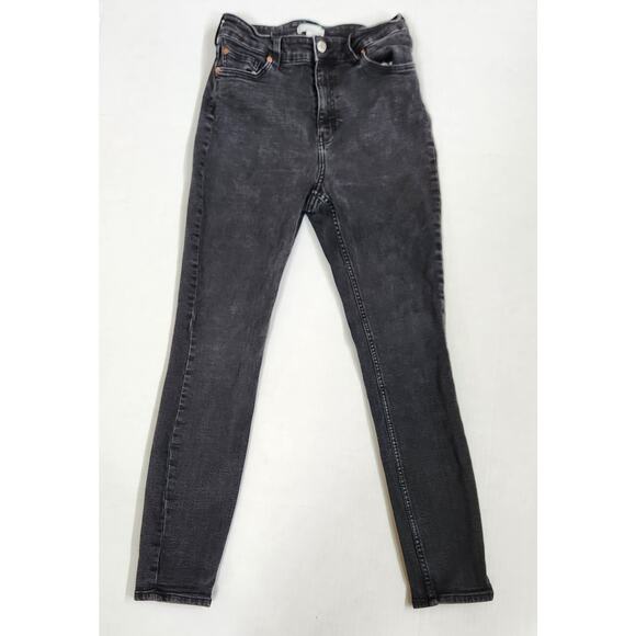 Womens distressed Black high waisted skinny Jeans H&M Sz 8 - Picture 1 of 5